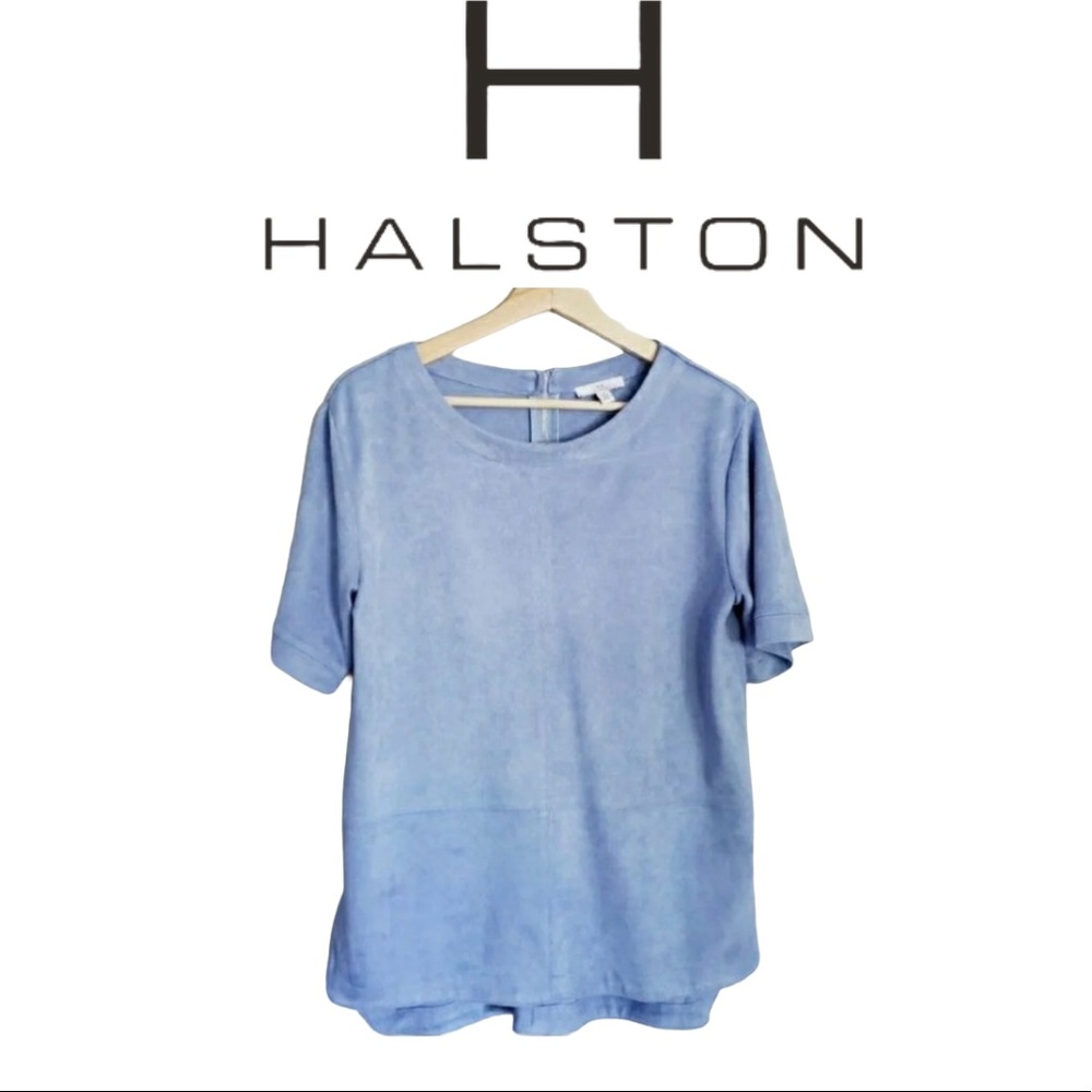 H by Halston light blue suede Blouse